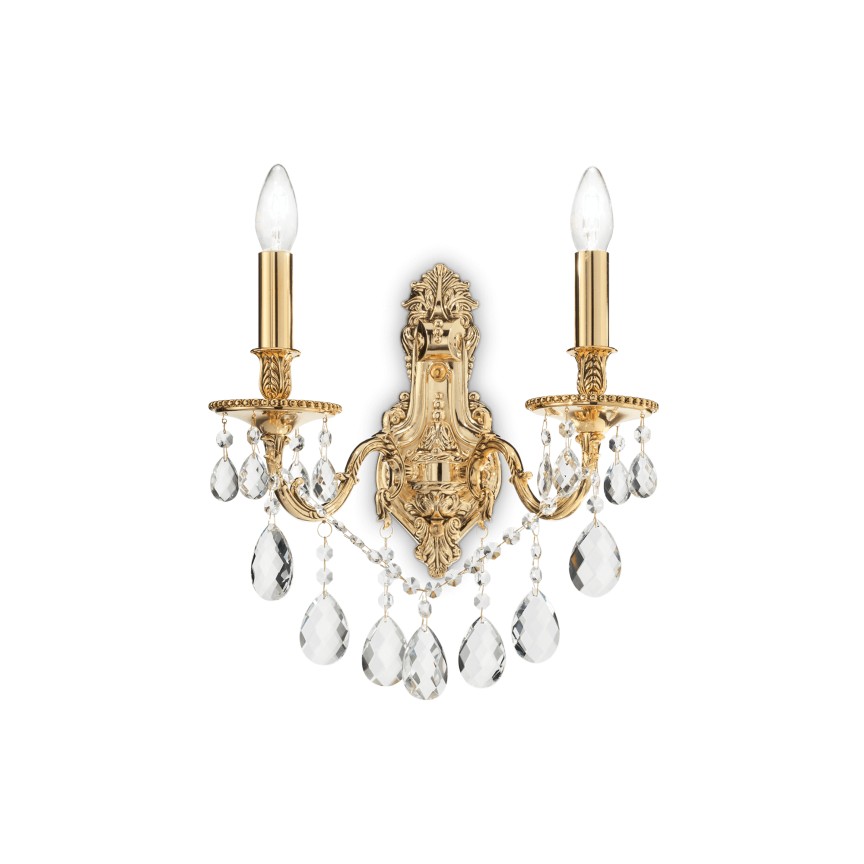 Aplica cristal Venezian auriu GIOCONDA AP2 ORO 060491, Aplice de perete clasice⭐ modele elegante pentru dormitor, living, hol, bucatarie.✅DeSiGn decorativ de lux unic!❤️Promotii lampi❗ ➽ www.evalight.ro. Alege oferte la corpuri de iluminat interior stil clasic pt perete si tavan, decor cristal, bec LED sau vintage, ieftine de calitate deosebita la cel mai bun pret. a