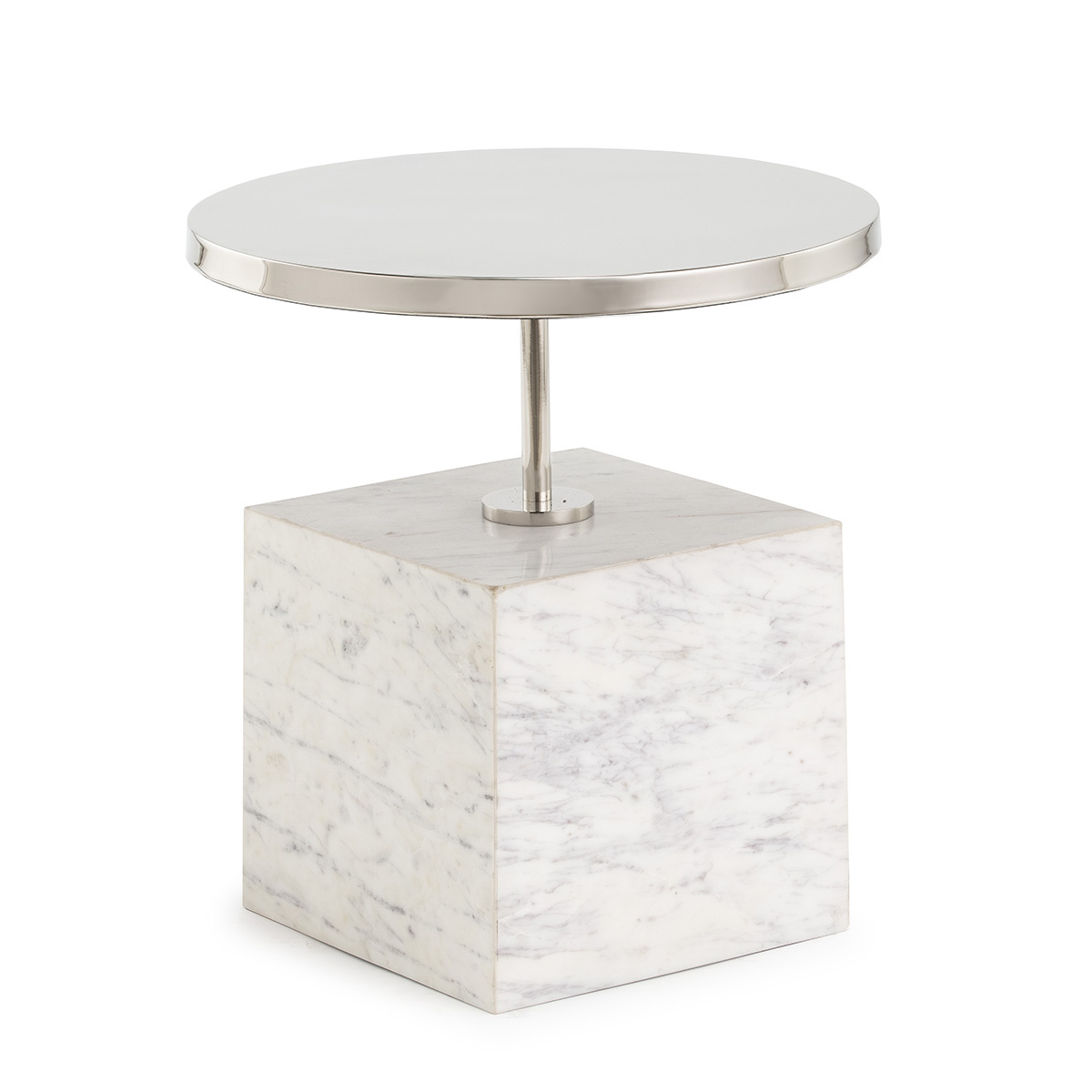 Masuta laterala / auxiliara Marble White/Metal Nickel 45x45x49cm, Masute de cafea, moderne⭐ modele elegante de lux din lemn, sticla pentru living.✅DeSiGn decorativ unic❗  ➽www.evalight.ro. Alege mese de cafea metal cu blat de sticla, marmura, rotunde si ovale, stil scandinav, clasic, vintage, retro, industrial, minimalist, ieftine si de calitate la cel mai bun pret.

 a