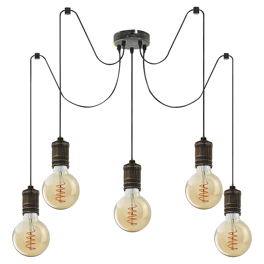 Lustra cu 5 pendule design industrial Fidel auriu antic, Candelabre si Lustre moderne elegante⭐ modele clasice de lux pentru living, bucatarie si dormitor.✅ DeSiGn actual Top 2020!❤️Promotii lampi❗ ➽ www.evalight.ro. Oferte corpuri de iluminat suspendate pt camere de interior (înalte), suspensii (lungi) de tip lustre si candelabre, pendule decorative stil modern, clasic, rustic, baroc, scandinav, retro sau vintage, aplicate pe perete sau de tavan, cu cristale, abajur din material textil, lemn, metal, sticla, bec Edison sau LED, ieftine de calitate deosebita la cel mai bun pret. a