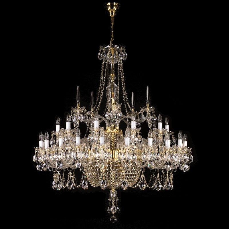 Candelabru XXL cu 30 de brate Cristal Bohemia Exclusive SARA XXX. CE, Lustre Cristal Bohemia⭐ modele deosebite de candelabre din cristal Bohemia autentic din Cehia.✅Design Baroc de lux Premium Top❗ ➽ www.evalight.ro. a