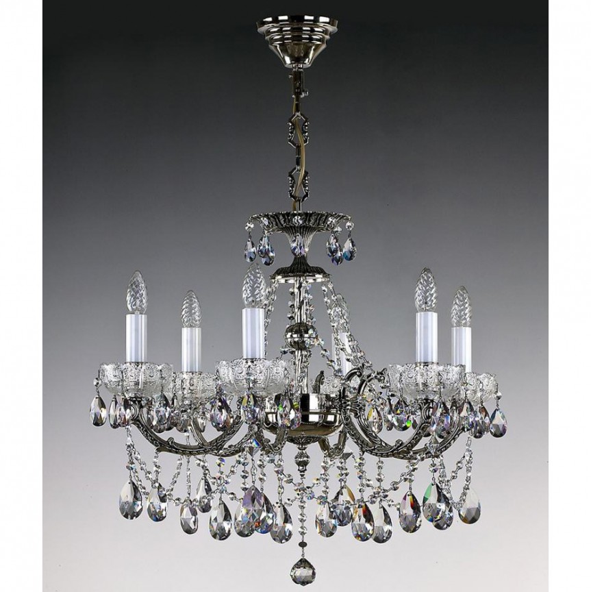 Candelabru Cristal Bohemia Exclusive 6 brate Chandelier CR, Lustre Cristal Bohemia⭐ modele deosebite de candelabre din cristal Bohemia autentic din Cehia.✅Design Baroc de lux Premium Top❗ ➽ www.evalight.ro. a