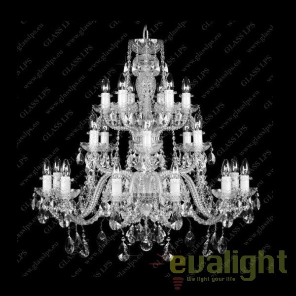 Lustra cu 24 brate cristal Bohemia L11 009/24/1-A, Lustre Cristal Bohemia⭐ modele deosebite de candelabre din cristal Bohemia autentic din Cehia.✅Design Baroc de lux Premium Top❗ ➽ www.evalight.ro. a