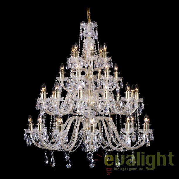 Lustra XXL cu 84 brate, cristal Bohemia L11 009/84/1-A, Lustre Cristal Bohemia⭐ modele deosebite de candelabre din cristal Bohemia autentic din Cehia.✅Design Baroc de lux Premium Top❗ ➽ www.evalight.ro. a