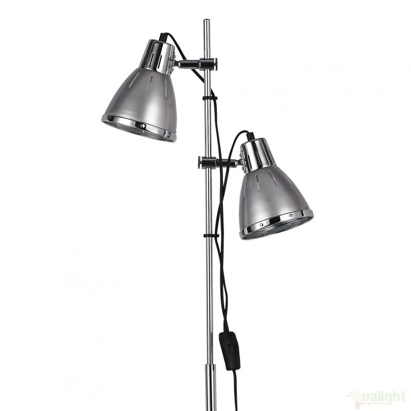 Lampadar, lampa de podea dubla, finisaj argintiu, ELVIS PT2 042794, Promotii lustre, reduceri⭐ corpuri de iluminat, mobila si decoratiuni de interior si exterior.⭕Oferte Pret redus online ➽ www.evalight.ro❗ a