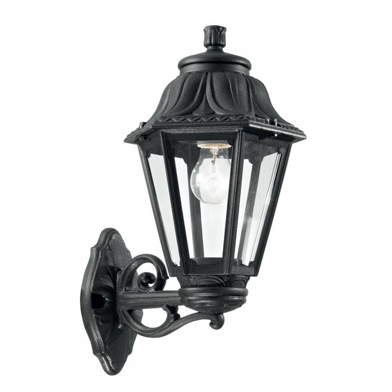 Aplica de perete exterior ANNA AP1 BIG NERO 101491, Aplice de exterior clasice, rustice, traditionale⭐ lampi de perete pentru iluminat exterior terasa casa.✅Design decorativ unic!❤️Promotii online❗ ➽www.evalight.ro. Alege oferte la corpuri de iluminat exterior rezistente la apa tip felinar din metal antichizat, abajur din sticla cu decor ornamental, bec LED si lumina ambientala, ieftine si de lux, calitate deosebita la cel mai bun pret. a