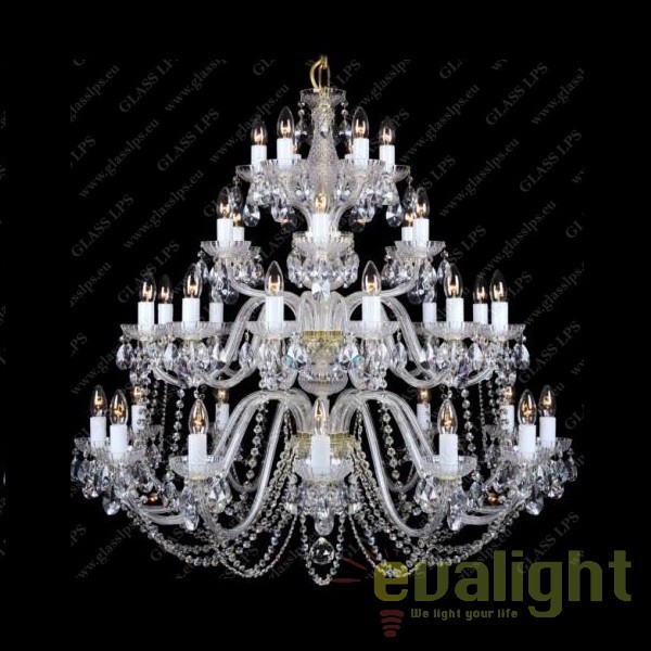 Lustra cu 54 brate cristal Bohemia L11 006/54/1-A , Lustre Cristal Bohemia⭐ modele deosebite de candelabre din cristal Bohemia autentic din Cehia.✅Design Baroc de lux Premium Top❗ ➽ www.evalight.ro. a