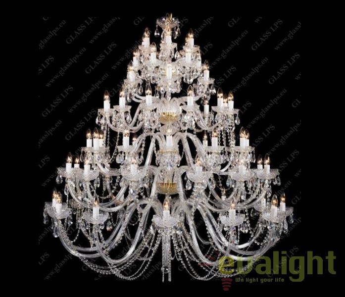 Lustra XXL cu 72 brate, cristal Bohemia L11 006/72/1-A, Lustre Cristal Bohemia⭐ modele deosebite de candelabre din cristal Bohemia autentic din Cehia.✅Design Baroc de lux Premium Top❗ ➽ www.evalight.ro. a