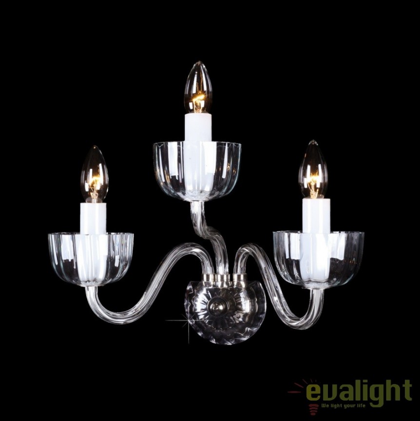 Aplica de perete eleganta cu 3 brate N21 901/03/0, Candelabre si Lustre moderne elegante⭐ modele clasice de lux pentru living, bucatarie si dormitor.✅ DeSiGn actual Top 2020!❤️Promotii lampi❗ ➽ www.evalight.ro. Oferte corpuri de iluminat suspendate pt camere de interior (înalte), suspensii (lungi) de tip lustre si candelabre, pendule decorative stil modern, clasic, rustic, baroc, scandinav, retro sau vintage, aplicate pe perete sau de tavan, cu cristale, abajur din material textil, lemn, metal, sticla, bec Edison sau LED, ieftine de calitate deosebita la cel mai bun pret. a