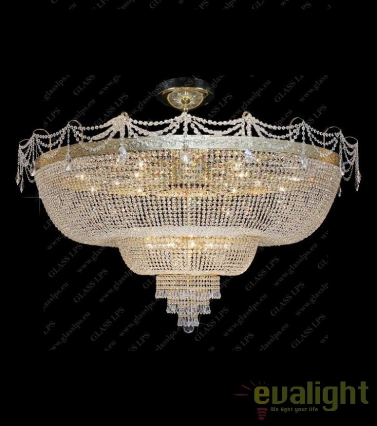 Plafoniera eleganta XXXL cristal Bohemia, L15 502/110/1-A, 3; F 3 floor, tube, Plafoniere Cristal Bohemia⭐ modele deosebite de lustre tavan din cristal Bohemia autentic din Cehia.✅Design de lux unicat Premium Top❗ ➽ www.evalight.ro.  a