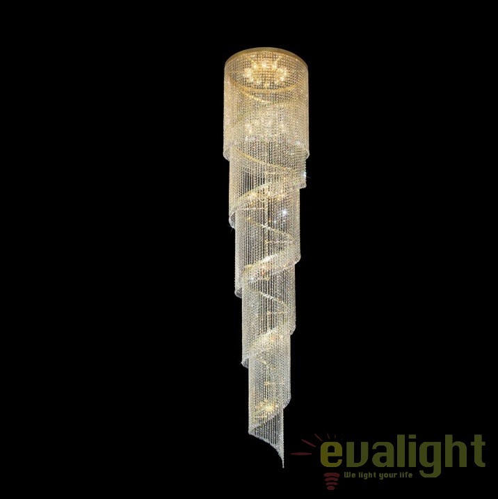 Lustra spirala XXXL, cristal Bohemia L15 512/192/3, Lustre / Pendule Cristal Bohemia⭐ modele suspendate deosebite stil Baroc din cristal Bohemia autentic din Cehia.✅Design lux unicat Premium Top❗ ➽ www.evalight.ro. a