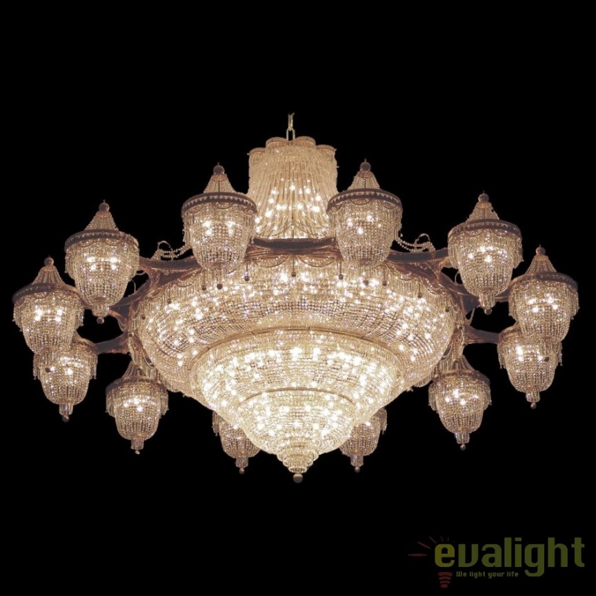 Lustra LUX, cristal Bohemia diametru 300cm, L15 525/162/3-P; F 3 floor, Lustre Cristal Bohemia⭐ modele deosebite de candelabre din cristal Bohemia autentic din Cehia.✅Design Baroc de lux Premium Top❗ ➽ www.evalight.ro. a