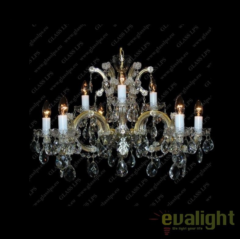 Lustra Maria Theresa cu 9 brate, cristal Bohemia L14 232/09/1; F wide, Candelabre si Lustre moderne elegante⭐ modele clasice de lux pentru living, bucatarie si dormitor.✅ DeSiGn actual Top 2020!❤️Promotii lampi❗ ➽ www.evalight.ro. Oferte corpuri de iluminat suspendate pt camere de interior (înalte), suspensii (lungi) de tip lustre si candelabre, pendule decorative stil modern, clasic, rustic, baroc, scandinav, retro sau vintage, aplicate pe perete sau de tavan, cu cristale, abajur din material textil, lemn, metal, sticla, bec Edison sau LED, ieftine de calitate deosebita la cel mai bun pret. a