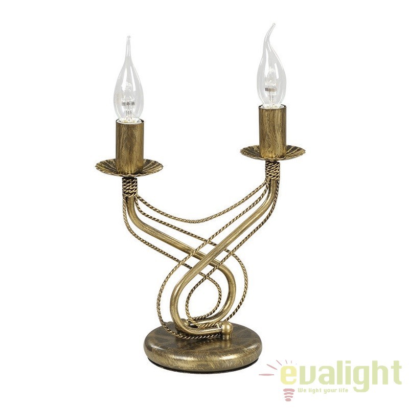 Veioza, lampa de masa clasica cu 2 brate, TORI LN2 GOLD 170/LN2 EMB , Corpuri de iluminat rustice⭐ modele din lemn sau fier forjat pentru iluminat interior în stil rustic.✅Design decorativ vintage!❤️Promotii lampi❗ ➽www.evalight.ro. Alege lustre suspendate si candelabre decorate în stil rustic traditional, aplice si plafoniere aplicate de tavan sau perete, pt foisoare si terase casa, ieftine si de lux, calitate la cel mai bun pret.


 a