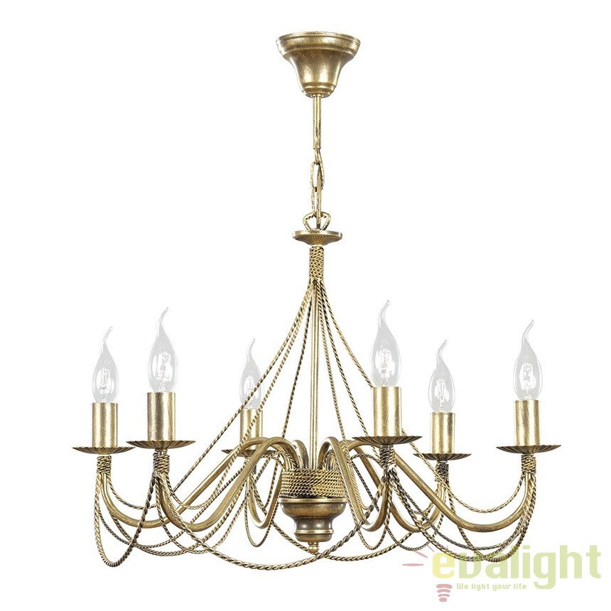 Candelabru clasic cu 6 brate, TORI 6 GOLD 170/6 EMB, Candelabre clasice / Lustre si Pendule⭐ modele elegante de lux pentru iluminat living, dormitor, bucatarie.✅DeSiGn decorativ unic!❤️Promotii❗ Lustre clasice ➽ www.evalight.ro. Alege oferte la colectii NOI de corpuri de iluminat pt interior în stil clasic, industrial, retro sau vintage, lampi suspendate deosebite de tip suspensii, decorate cu margele cu cristal, abajur textil, de sticla, becuri normale tip lumanare cu filament sau LED, ieftine de calitate la cel mai bun pret. a