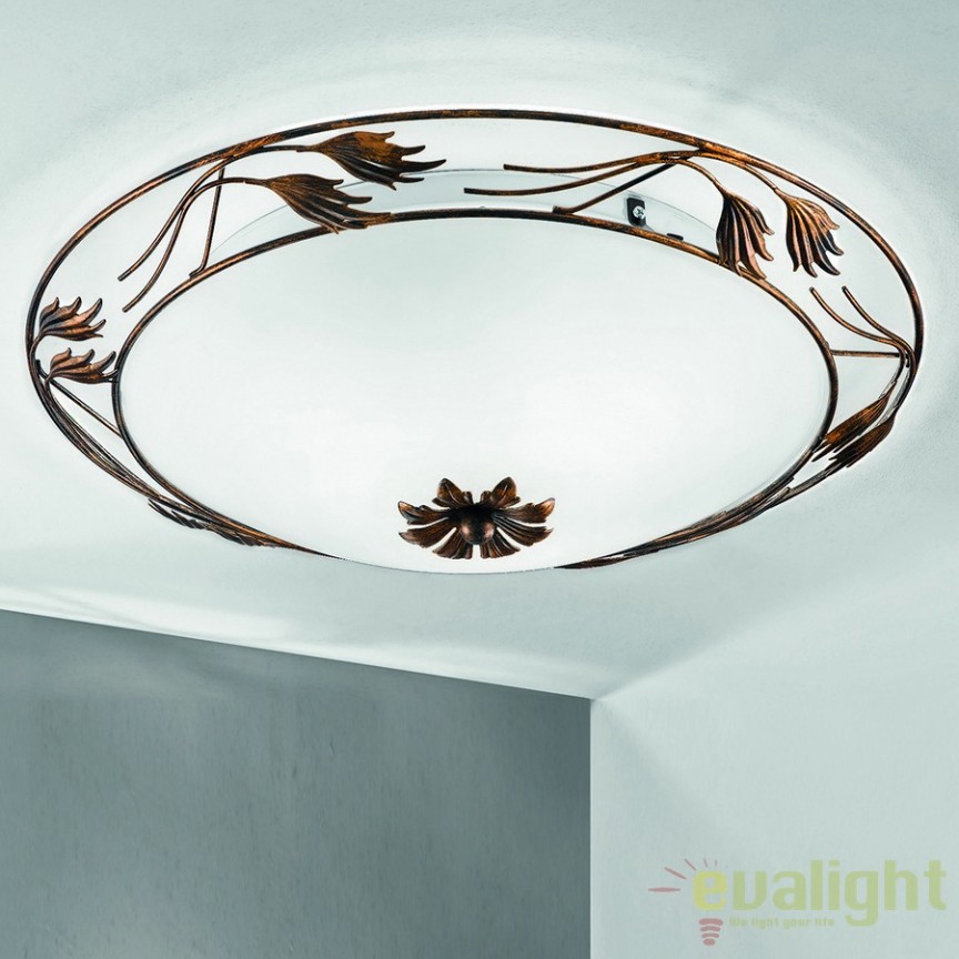 Plafoniera rustica diametru 50cm Fleur DL 7-509/50 Antik OR, Plafoniere rustice, lemn⭐ modele de tavan pentru iluminat interior.✅Design decorativ în stil rustic!❤️Promotii lampi❗ ➽www.evalight.ro. Alege corpuri de iluminat rustice de tip lustra plafoniera aplicata de perete sau tavan pentru pt baie, bucatarie, living, dormitor, foisoare si terase casa, ieftine si de lux, calitate la cel mai bun pret. a