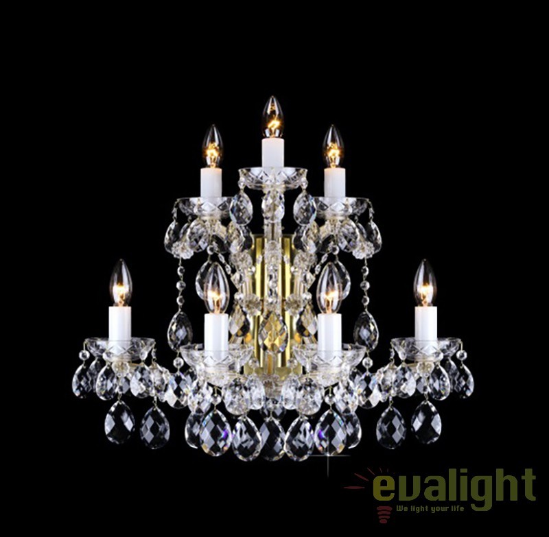 Aplica de perete Maria Theresa cu 7 brate, cristal Bohemia N24 001/07/1, Lustre cristal si Corpuri de iluminat suspendate⭐ modele de lux elegante din cristal Stil Exclusive.✅Design Premium Top❗ ➽ www.evalight.ro.  a