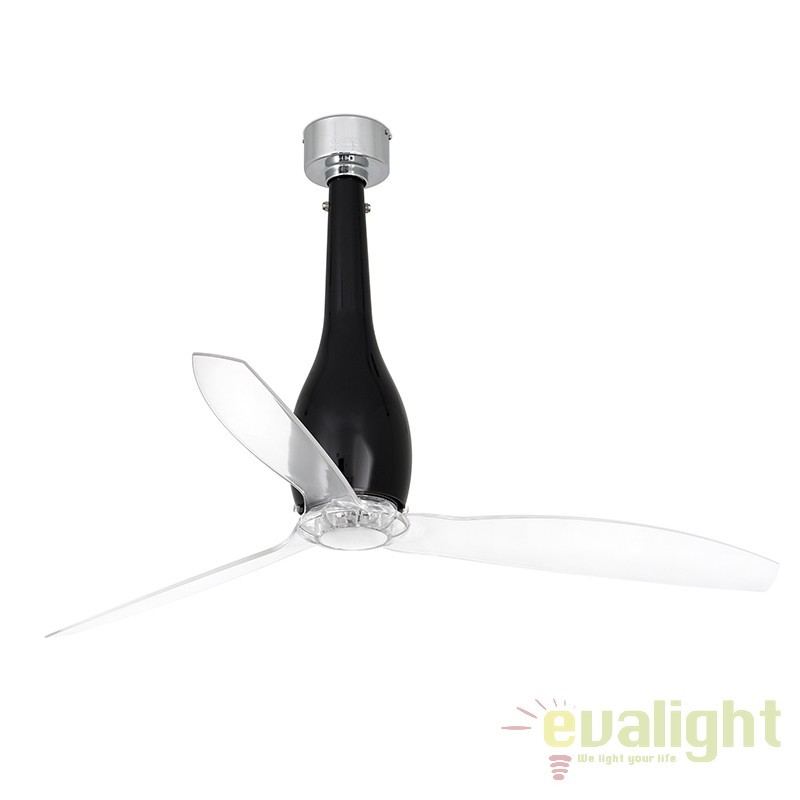 Ventilator cu telecomanda ETERFAN negru lucios/ transparent 32002 , Lustre cu ventilator, tavan⭐ ventilatoare moderne cu sisteme de iluminat LED si telecomanda.❤️Promotii lampi❗ ➽www.evalight.ro. Alege corpuri de iluminat cu ventilator profesionale, ieftine sau de lux, calitate premium la cel mai bun pret! a