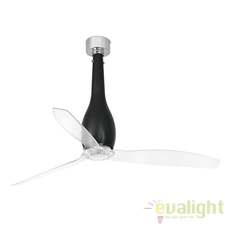 Ventilator cu telecomanda ETERFAN negru mat/ transparent 32003 , Lustre cu ventilator, tavan⭐ ventilatoare moderne cu sisteme de iluminat LED si telecomanda.❤️Promotii lampi❗ ➽www.evalight.ro. Alege corpuri de iluminat cu ventilator profesionale, ieftine sau de lux, calitate premium la cel mai bun pret! a