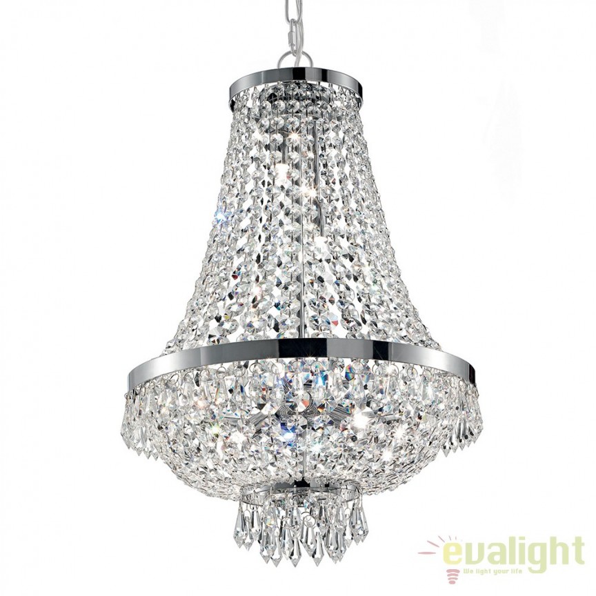 Lustra, Pendul cristal, inaltime reglabila, diam.38cm, CAESAR SP6 CROMO 033532, Promotii lustre, reduceri⭐ corpuri de iluminat, mobila si decoratiuni de interior si exterior.⭕Oferte Pret redus online ➽ www.evalight.ro❗ a