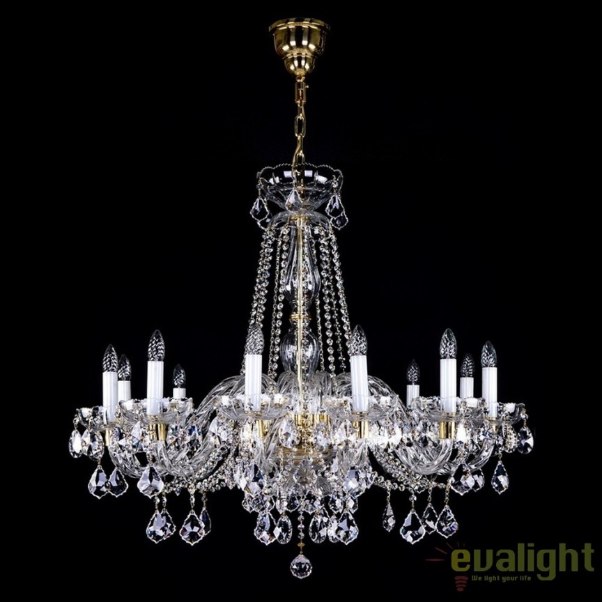 Candelabru LUX Cristal Bohemia Exclusive Melinda XII, Lustre cristal si Corpuri de iluminat suspendate⭐ modele de lux elegante din cristal Stil Exclusive.✅Design Premium Top❗ ➽ www.evalight.ro.  a