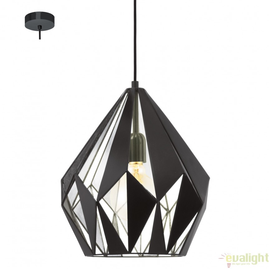 Lustra, Pendul Industrial Style, finisaj argintiu/negru, diam.31cm CARLTON 1 49255 EL, Promotii lustre, reduceri⭐ corpuri de iluminat, mobila si decoratiuni de interior si exterior.⭕Oferte Pret redus online ➽ www.evalight.ro❗ a