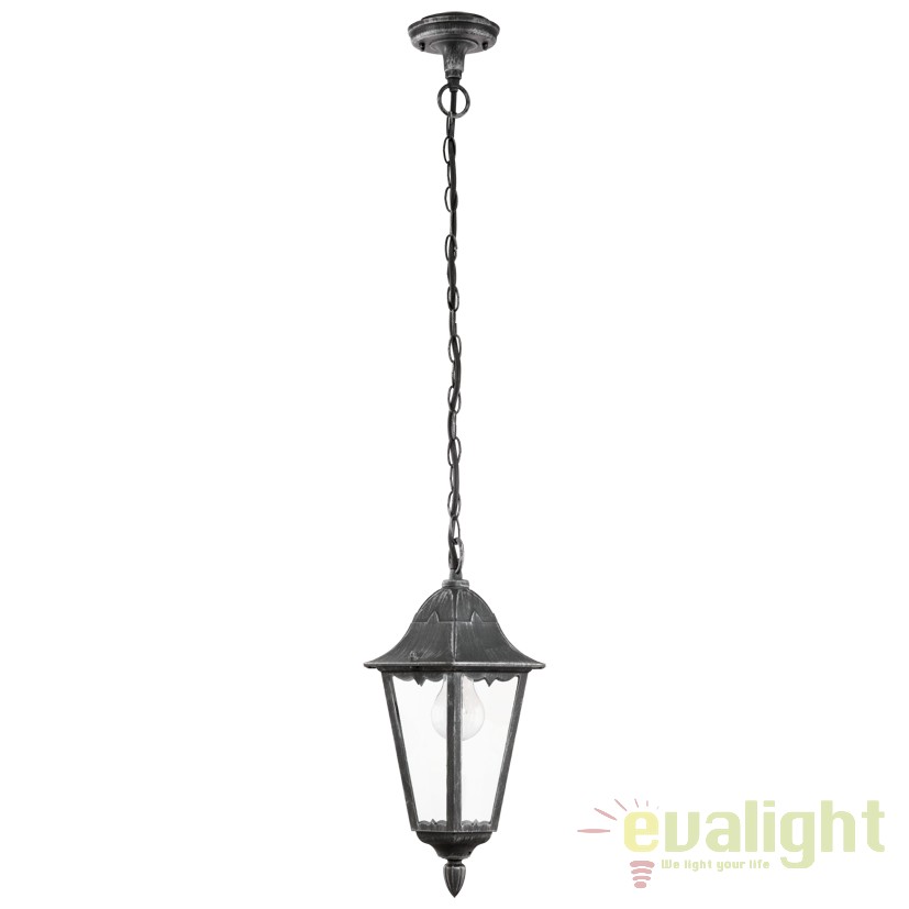 Lustra suspendata de exterior, protectie IP44, NAVEDO negru 93455 EL, Lustre, Pendule suspendate de exterior⭐ modele rustice clasice tip felinar pentru terasa casa foisoare.✅Design decorativ!❤️Promotii lampi❗ ➽www.evalight.ro. Alege oferte la corpuri de iluminat exterior de tip suspensii pt perete si tavan, modele ornamentale moderne si traditionale cu aspect retro sau vintage, industrial din metal si lemn cu becuri LED, ieftine si de lux, calitate deosebita la cel mai bun pret. a