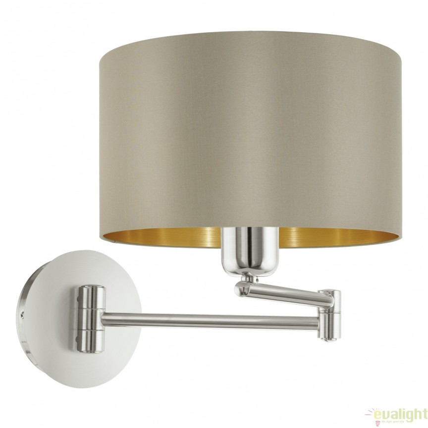 Aplica de perete reglabila, taupe-auriu, MASERLO 95055 EL, Promotii lustre, reduceri⭐ corpuri de iluminat, mobila si decoratiuni de interior si exterior.⭕Oferte Pret redus online ➽ www.evalight.ro❗ a