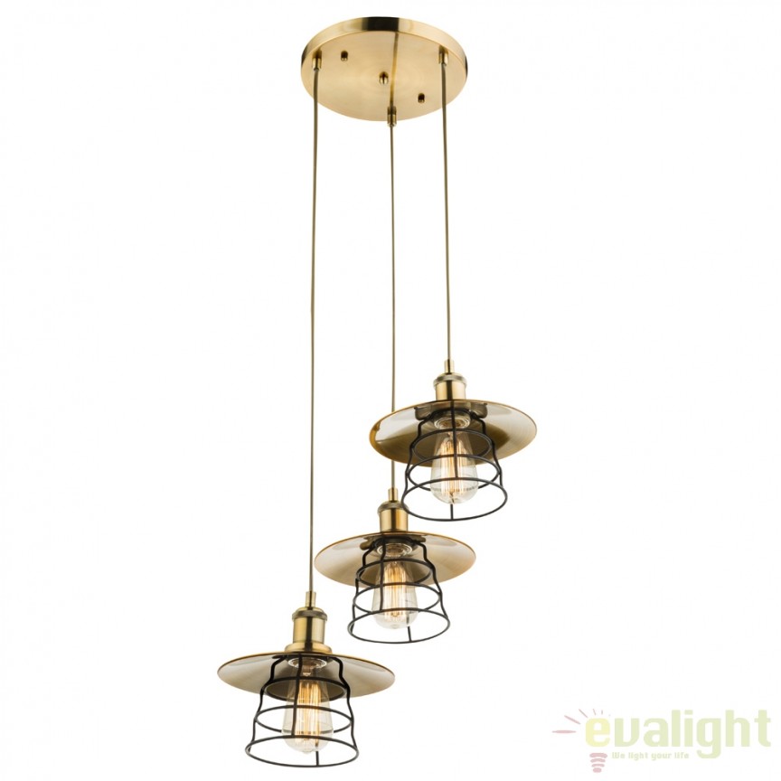 Lustra vintage cu 3 pendule design industrial style VIEJO 15086-3H GL, Corpuri de iluminat interior, moderne⭐ modele lustre interior pentru living, dormitor, bucatarie, baie.✅DeSiGn decorativ de lux!❤️Promotii lampi❗ ➽www.evalight.ro. Alege Corpuri de iluminat interior elegante in stil modern, suspendate sau aplicate de tavan si perete, ieftine de calitate deosebita la cel mai bun pret.
 a