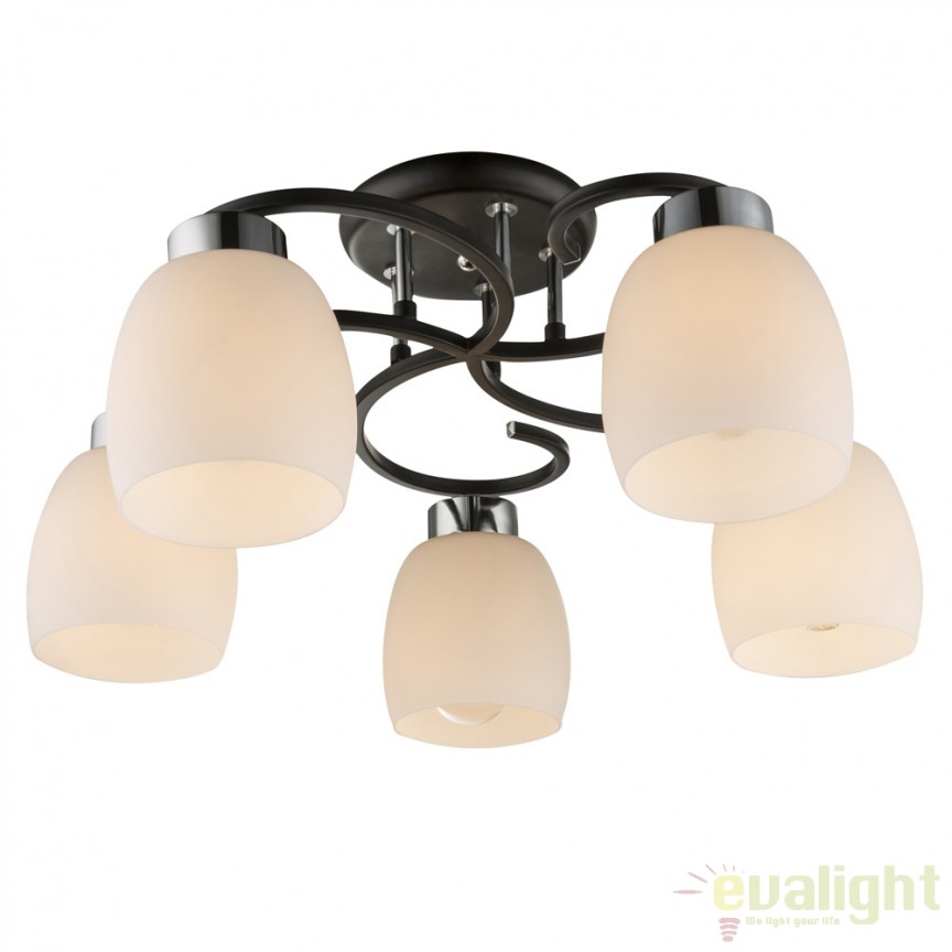 Lustra aplicata cu 5 brate stil clasic PESSOA IV 69018-5 GL, Candelabre si Lustre moderne elegante⭐ modele clasice de lux pentru living, bucatarie si dormitor.✅ DeSiGn actual Top 2020!❤️Promotii lampi❗ ➽ www.evalight.ro. Oferte corpuri de iluminat suspendate pt camere de interior (înalte), suspensii (lungi) de tip lustre si candelabre, pendule decorative stil modern, clasic, rustic, baroc, scandinav, retro sau vintage, aplicate pe perete sau de tavan, cu cristale, abajur din material textil, lemn, metal, sticla, bec Edison sau LED, ieftine de calitate deosebita la cel mai bun pret. a