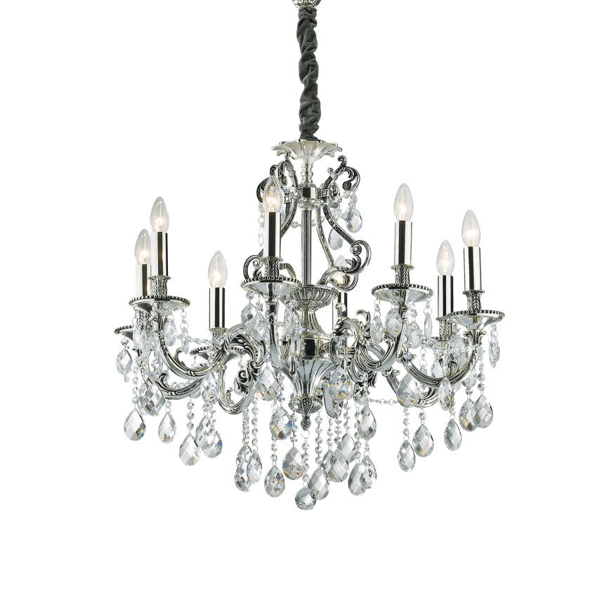 Lustra cristal Venezian diam. 73cm GIOCONDA SP8 ARGENTO 044934, Candelabre clasice / Lustre si Pendule⭐ modele elegante de lux pentru iluminat living, dormitor, bucatarie.✅DeSiGn decorativ unic!❤️Promotii❗ Lustre clasice ➽ www.evalight.ro. Alege oferte la colectii NOI de corpuri de iluminat pt interior în stil clasic, industrial, retro sau vintage, lampi suspendate deosebite de tip suspensii, decorate cu margele cu cristal, abajur textil, de sticla, becuri normale tip lumanare cu filament sau LED, ieftine de calitate la cel mai bun pret. a