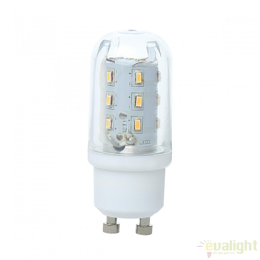 Bec LED GU10 clear 4 Watt 400lm 3000K 10717 GL , Becuri GU10 LED - Bec halogen soclu GU10 - dulie bec GU10⭐ modele becuri economice si halogen.✅Clasa eficienta energetica❗ ➽ www.evalight.ro. Alege temperatura de culoare potrivita a becurilor functie de tipul de iluminare: cu lumina calda, rece, naturala sau neutra. 
Becuri cu soclu (dulie) de tip GU10 cu LED dimabile cu lumina calda (3000K), lumina rece alba (6500K) si lumina neutra (4000K), lumina naturala, proiectoare si reflectoare cu spot-uri reglabile cu flux luminos directionabil, aplicate si incastrate pe tavan fals rigips (plafon), perete, lumeni, bec LED ECO echivalent 35W / 50W / 100W (Watt) tensinea curentului electric este de 12V fata de 220V (Volti), durata mare de viata, becuri cu lumina puternica (luminozitate mare), ce consumă mai putina energie electrica, rezistente la caldura si la apa, cu garantie cel mai bun pret❗ a