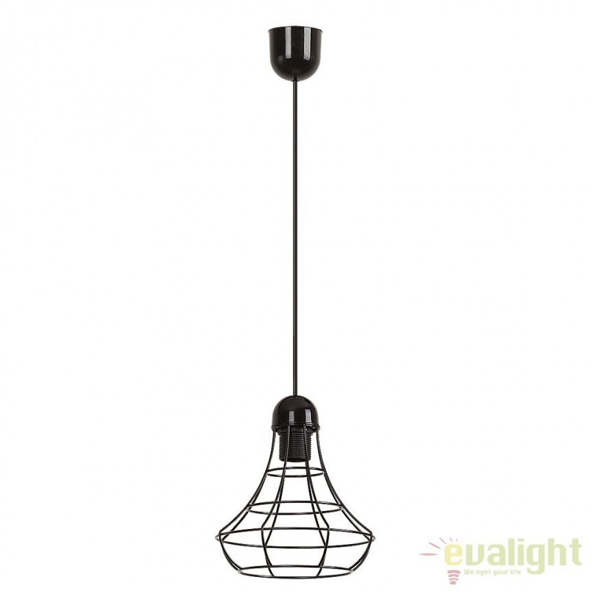 Pendul design vitange negru diametrul 20 cm Ramsey 4649 RX, Pendule / Lustre suspendate moderne, LED⭐ modele elegante pentru bucatarie, living dormitor.✅DeSiGn decorativ unic!❤️Promotii lampi❗ ➽www.evalight.ro. Alege corpuri de iluminat suspendate pt interior stil modern, suspensii de tip pendule cu cristale, abajur material textil, lemn, metal, sticla, bec tip lumanare Edison sau LED, ieftine si de lux, calitate deosebita la cel mai bun pret. a