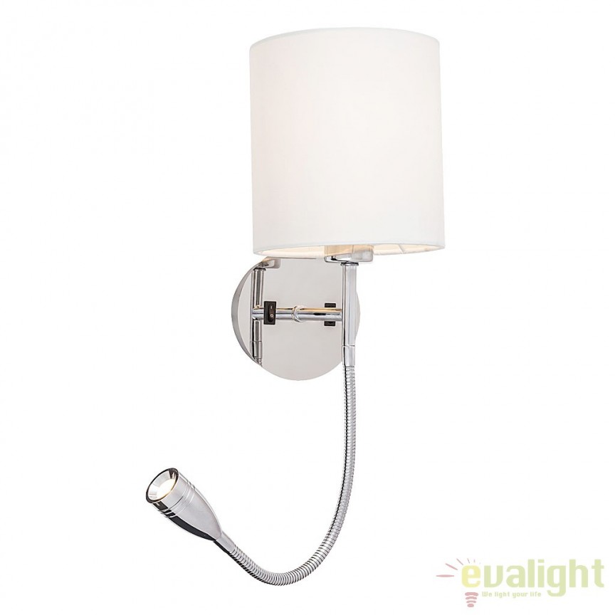 Aplica de perete alba cu reader LED, Larkin 6529 RX, Candelabre si Lustre moderne elegante⭐ modele clasice de lux pentru living, bucatarie si dormitor.✅ DeSiGn actual Top 2020!❤️Promotii lampi❗ ➽ www.evalight.ro. Oferte corpuri de iluminat suspendate pt camere de interior (înalte), suspensii (lungi) de tip lustre si candelabre, pendule decorative stil modern, clasic, rustic, baroc, scandinav, retro sau vintage, aplicate pe perete sau de tavan, cu cristale, abajur din material textil, lemn, metal, sticla, bec Edison sau LED, ieftine de calitate deosebita la cel mai bun pret. a