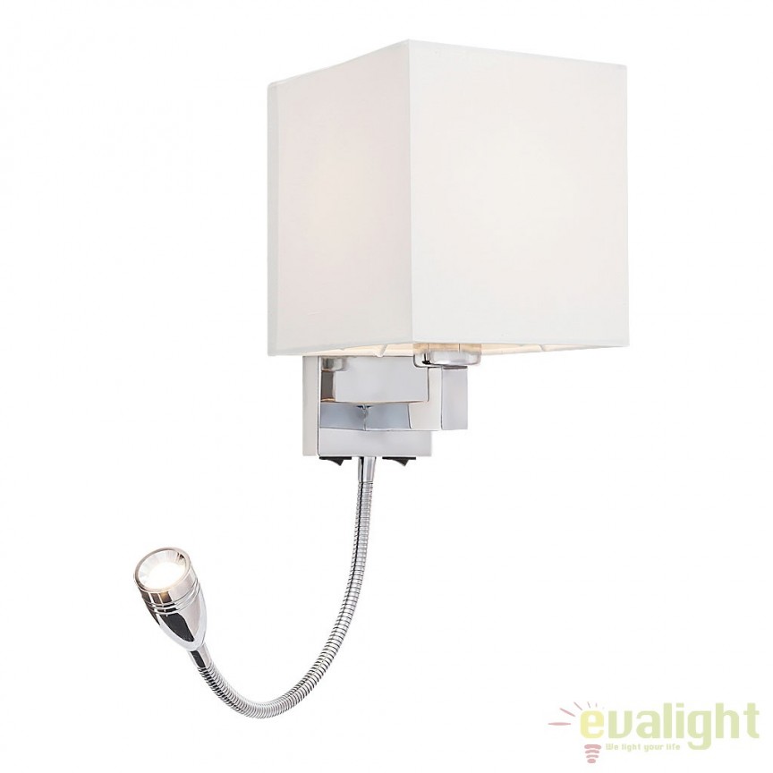 Aplica de perete alba/patrat cu reader LED, Larkin 6530 RX, Candelabre si Lustre moderne elegante⭐ modele clasice de lux pentru living, bucatarie si dormitor.✅ DeSiGn actual Top 2020!❤️Promotii lampi❗ ➽ www.evalight.ro. Oferte corpuri de iluminat suspendate pt camere de interior (înalte), suspensii (lungi) de tip lustre si candelabre, pendule decorative stil modern, clasic, rustic, baroc, scandinav, retro sau vintage, aplicate pe perete sau de tavan, cu cristale, abajur din material textil, lemn, metal, sticla, bec Edison sau LED, ieftine de calitate deosebita la cel mai bun pret. a