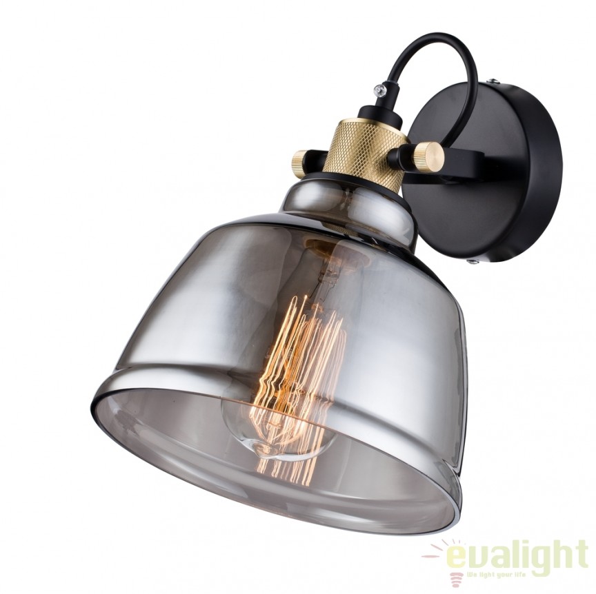 Aplica de perete design Vintage Irving fumurie MYT163-01-C, Candelabre si Lustre moderne elegante⭐ modele clasice de lux pentru living, bucatarie si dormitor.✅ DeSiGn actual Top 2020!❤️Promotii lampi❗ ➽ www.evalight.ro. Oferte corpuri de iluminat suspendate pt camere de interior (înalte), suspensii (lungi) de tip lustre si candelabre, pendule decorative stil modern, clasic, rustic, baroc, scandinav, retro sau vintage, aplicate pe perete sau de tavan, cu cristale, abajur din material textil, lemn, metal, sticla, bec Edison sau LED, ieftine de calitate deosebita la cel mai bun pret. a