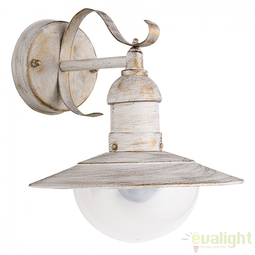 Aplica de perete exterior IP44, alb antichizat Oslo 8681 RX, Aplice de exterior clasice, rustice, traditionale⭐ lampi de perete pentru iluminat exterior terasa casa.✅Design decorativ unic!❤️Promotii online❗ ➽www.evalight.ro. Alege oferte la corpuri de iluminat exterior rezistente la apa tip felinar din metal antichizat, abajur din sticla cu decor ornamental, bec LED si lumina ambientala, ieftine si de lux, calitate deosebita la cel mai bun pret. a