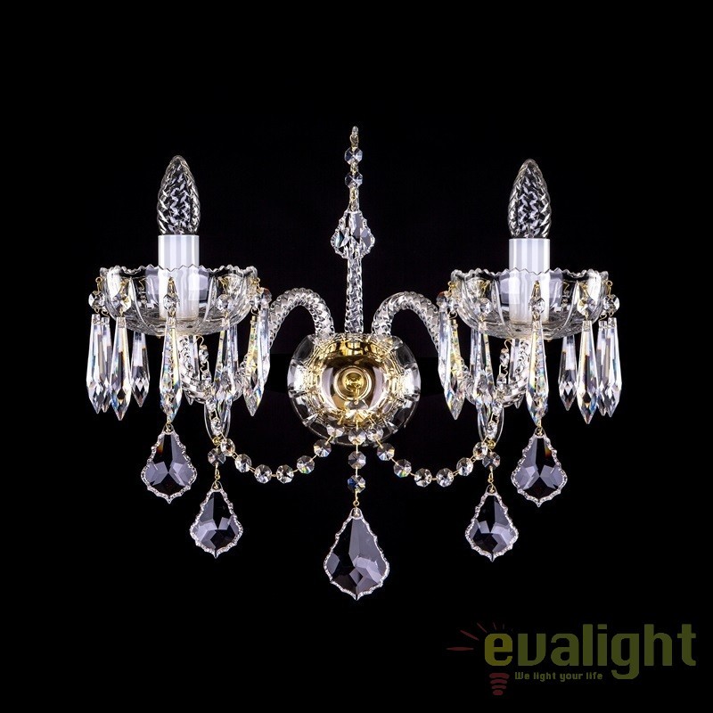 Aplica eleganta cu 2 brate Cristal Bohemia Exclusive MONIQUE II. CE, Lustre cristal si Corpuri de iluminat suspendate⭐ modele de lux elegante din cristal Stil Exclusive.✅Design Premium Top❗ ➽ www.evalight.ro.  a