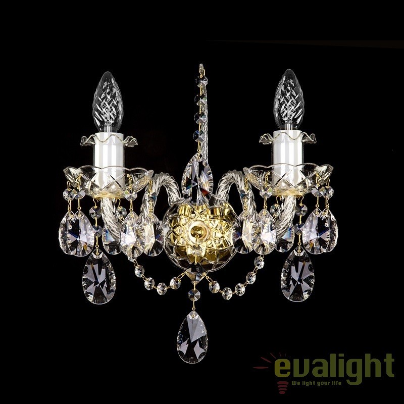 Aplica eleganta cu 2 brate Cristal Bohemia Exclusive LESJA II. CE, Lustre cristal si Corpuri de iluminat suspendate⭐ modele de lux elegante din cristal Stil Exclusive.✅Design Premium Top❗ ➽ www.evalight.ro.  a