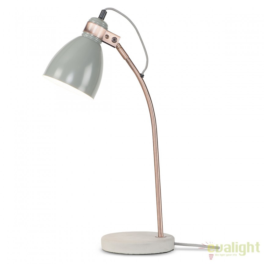 Lampa de masa eleganta cu baza din ciment Denver gri deschis DENVER/T/LG, Veioze / Lampi de Birou, LED⭐ modele vintage moderne sau clasice pentru iluminat birou copii si office.✅DeSiGn original de lux!❤️Promotii lampi birou❗ ➽www.evalight.ro. Alege corpuri de iluminat birou living pt citit cu reader LED, cu brat flexibil (articulat), cu clips (clema), calitate deosebita la cel mai bun pret. a