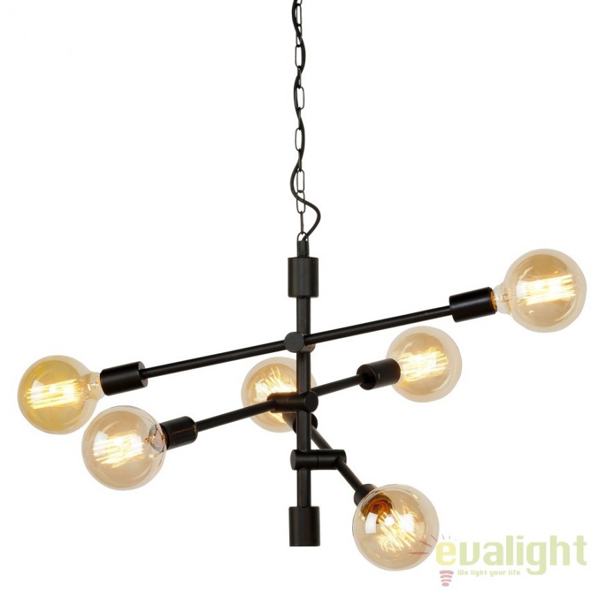 Pendul cu 6 brate design Industrial style NASHVILLE/H6/B, NOU❗ Lustre VINTAGE, RETRO, INDUSTRIA Style⭐cele mai iubite❤️ corpuri de iluminat decorative moderne.✅Design antichizat unic!❤️Promotii lampi❗ ➽ www.evalight.ro. Alege candelabre elegante de lux pentru camere interior (bucatarie, dormitor si living) decorate in stil vintage sau retro, modele de calitate deosebita la cel mai bun pret. a