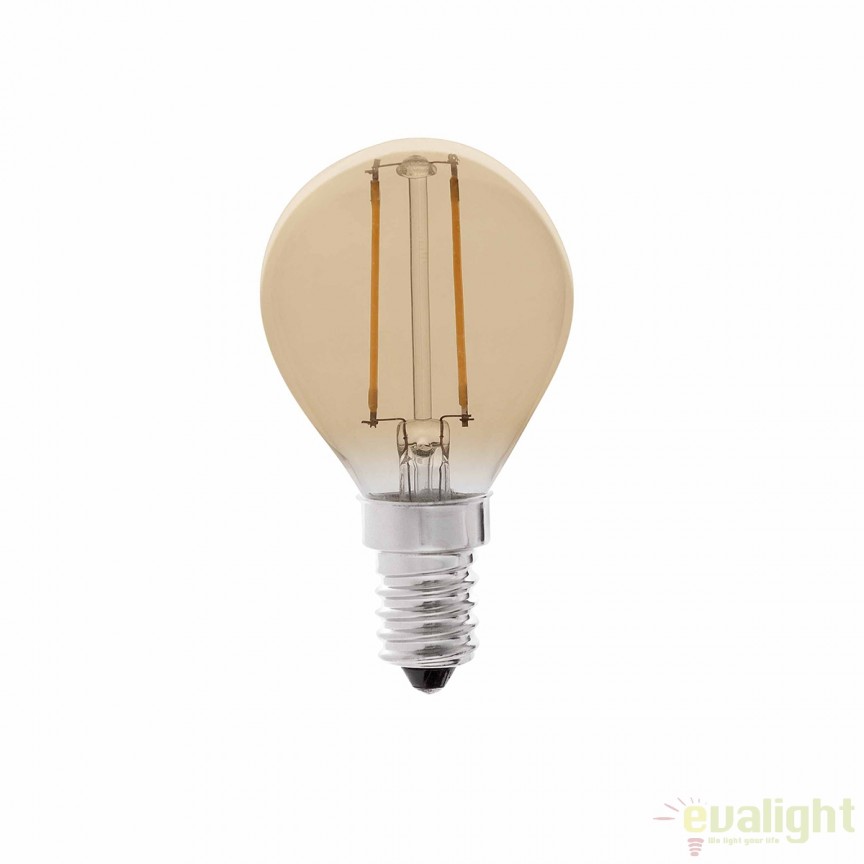 Bec LED decorativ FILAMENT AMBER LED E14 2W 2200K 17413 , Becuri LED E14 - Bec soclu E14 - dulie bec E14⭐ modele becuri economice LED si clasice cu filament Edison style, decorative vintage.✅Clasa eficienta energetica❗ ➽ www.evalight.ro. Alege temperatura de culoare potrivita a becurilor functie de tipul de iluminare: cu lumina calda, rece, naturala sau neutra. 
Becuri cu soclu (dulie) de tip E14, surse de iluminat inteligente: cu senzor de miscare (telecomanda), (solare) cu consum redus de energie, surse incandescente cu dulie si soclu normale (ceramica, sticla, plastic, aluminiu), LED dimabile cu lumina calda (3000K), lumina rece alba (6500K) si lumina neutra (4000K), lumina naturala, flux luminos cu lumeni, bec LED echivalent 40W / 60W / 100W  tensinea curentului electric este de 12V fata de 220V (Volti) si durata mare de viata, becuri cu lumina puternica stralucitoare, colorate si multicolore, cu forma de lumanare, mari si rezistente la caldura si la apa, ce se aprinde instant la trecerea curentului electric, cu garantie cel mai bun pret❗ a