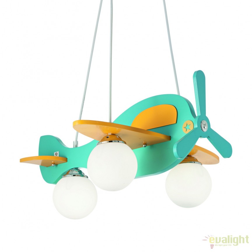 Lustra pentru camera copii AVION-1 SP3 AZZURRO 136325, Corpuri de iluminat camera copiilor⭐ lustre moderne pentru iluminat dormitor copii fete si baieti.✅DeSiGn decorativ DISNEY unic!❤️Promotii lampi❗ Magazin online ➽ www.evalight.ro. Alege oferte candelabre pentru copii de tip pendule & lampi suspendate si suspensii colorate frumoase, aplice de perete, plafoniere tavan, veioze si lampi de veghe LED cu protectie pt bebe, calitate deosebita la cel mai bun pret! a