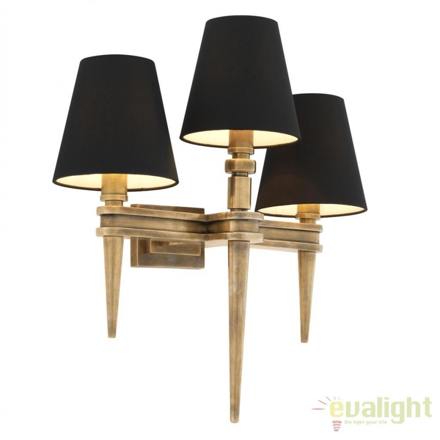 Aplica LUX cu 3 brate din alama finisaj vintage, Waterloo Triple 110990 HZ, Aplice de perete clasice⭐ modele elegante pentru dormitor, living, hol, bucatarie.✅DeSiGn decorativ de lux unic!❤️Promotii lampi❗ ➽ www.evalight.ro. Alege oferte la corpuri de iluminat interior stil clasic pt perete si tavan, decor cristal, bec LED sau vintage, ieftine de calitate deosebita la cel mai bun pret. a