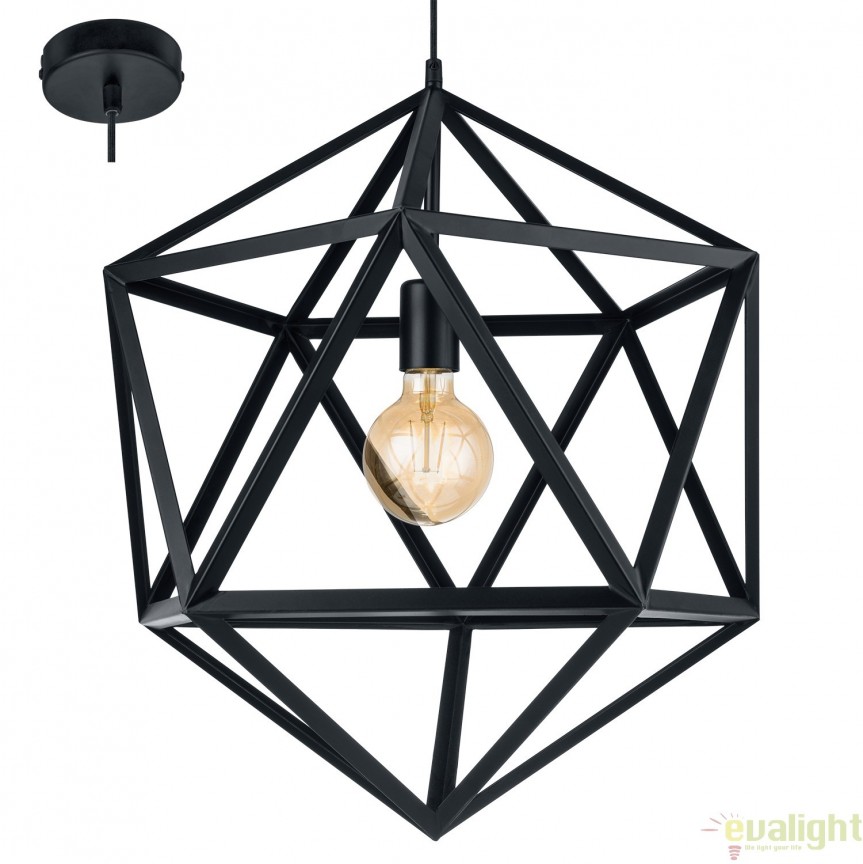 Lustra, Pendul design RETRO, finisaj negru, diam.46cm, EMBLETON 49762 EL, Promotii lustre, reduceri⭐ corpuri de iluminat, mobila si decoratiuni de interior si exterior.⭕Oferte Pret redus online ➽ www.evalight.ro❗ a