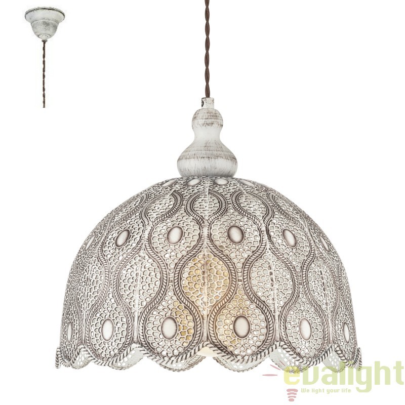 Lustra, Pendul design Vintage, finisaj alb-antic, diam.29,5cm, TALBOT 2 49717 EL, Corpuri de iluminat clasice⭐ modele lustre interior pentru living, dormitor, bucatarie, baie, hol.✅DeSiGn decorativ unic!❤️Promotii lampi❗ ➽www.evalight.ro. Alege Corpuri de iluminat interior elegante in stil clasic, suspendate sau aplicate de tavan si perete, decorate traditional, industrial, retro sau vintage, pt casa, ieftine si de lux, calitate deosebita la cel mai bun pret. 
 a