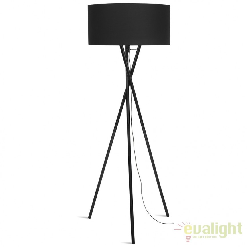 Lampadar modern cu trepied HAMPTON/F/B, negru/ abajur 60x30cm disponibil in 8 culori, Lampadare moderne de podea⭐ modele elegante pentru iluminat camera living dormitor.✅DeSiGn decorativ de lux unic!❤️Promotii lampi❗ ➽www.evalight.ro. Alege corpuri de iluminat de podea pt interior cu reader LED, ieftine de calitate deosebita la cel mai bun pret. a