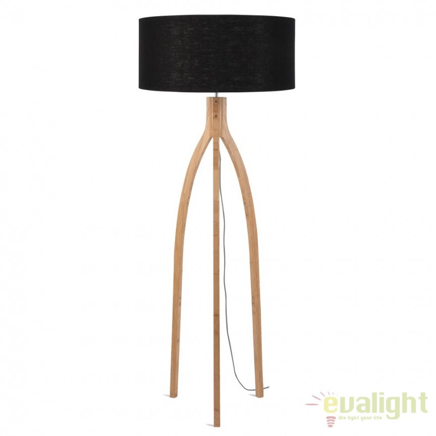 Lampadar cu trepied, realizat din materiale naturale, durabile si ecologice, Annapurna negru, Lampadare moderne de podea⭐ modele elegante pentru iluminat camera living dormitor.✅DeSiGn decorativ de lux unic!❤️Promotii lampi❗ ➽www.evalight.ro. Alege corpuri de iluminat de podea pt interior cu reader LED, ieftine de calitate deosebita la cel mai bun pret. a