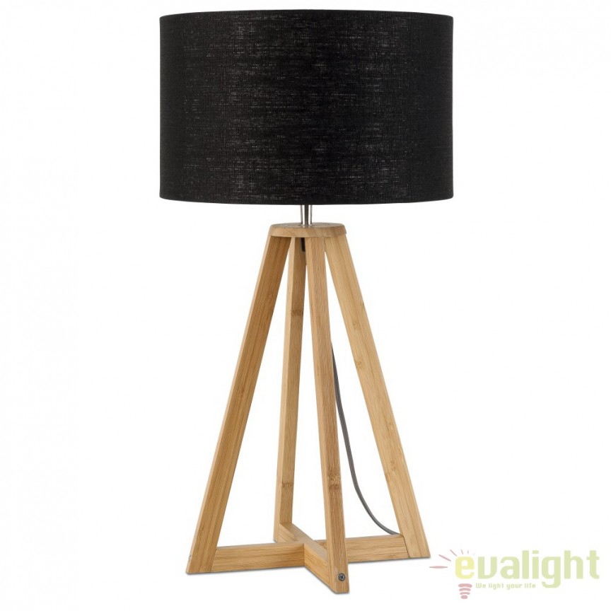 Lampa de masa realizata din materiale naturale, durabile si ecologice, EVEREST/F negru, Candelabre si Lustre moderne elegante⭐ modele clasice de lux pentru living, bucatarie si dormitor.✅ DeSiGn actual Top 2020!❤️Promotii lampi❗ ➽ www.evalight.ro. Oferte corpuri de iluminat suspendate pt camere de interior (înalte), suspensii (lungi) de tip lustre si candelabre, pendule decorative stil modern, clasic, rustic, baroc, scandinav, retro sau vintage, aplicate pe perete sau de tavan, cu cristale, abajur din material textil, lemn, metal, sticla, bec Edison sau LED, ieftine de calitate deosebita la cel mai bun pret. a