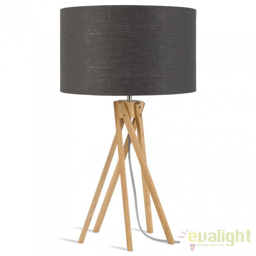 Lampa de masa realizata din materiale naturale, durabile si ecologice, KILIMANJARO/T gri inchis, Candelabre si Lustre moderne elegante⭐ modele clasice de lux pentru living, bucatarie si dormitor.✅ DeSiGn actual Top 2020!❤️Promotii lampi❗ ➽ www.evalight.ro. Oferte corpuri de iluminat suspendate pt camere de interior (înalte), suspensii (lungi) de tip lustre si candelabre, pendule decorative stil modern, clasic, rustic, baroc, scandinav, retro sau vintage, aplicate pe perete sau de tavan, cu cristale, abajur din material textil, lemn, metal, sticla, bec Edison sau LED, ieftine de calitate deosebita la cel mai bun pret. a