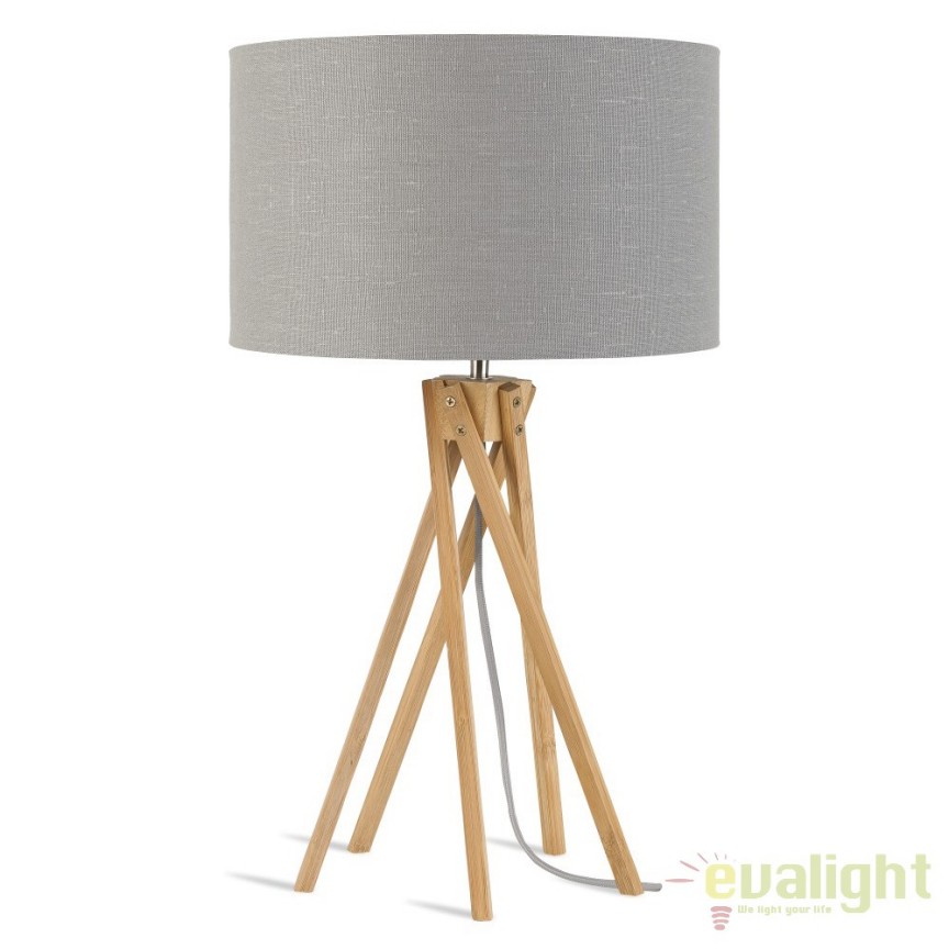 Lampa de masa realizata din materiale naturale, durabile si ecologice, KILIMANJARO/T gri deschis, Candelabre si Lustre moderne elegante⭐ modele clasice de lux pentru living, bucatarie si dormitor.✅ DeSiGn actual Top 2020!❤️Promotii lampi❗ ➽ www.evalight.ro. Oferte corpuri de iluminat suspendate pt camere de interior (înalte), suspensii (lungi) de tip lustre si candelabre, pendule decorative stil modern, clasic, rustic, baroc, scandinav, retro sau vintage, aplicate pe perete sau de tavan, cu cristale, abajur din material textil, lemn, metal, sticla, bec Edison sau LED, ieftine de calitate deosebita la cel mai bun pret. a